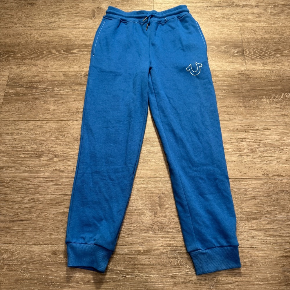 True Religion Joggers Girls Large Blue HS Stitch Jogger Logo Fleece Casual Youth
